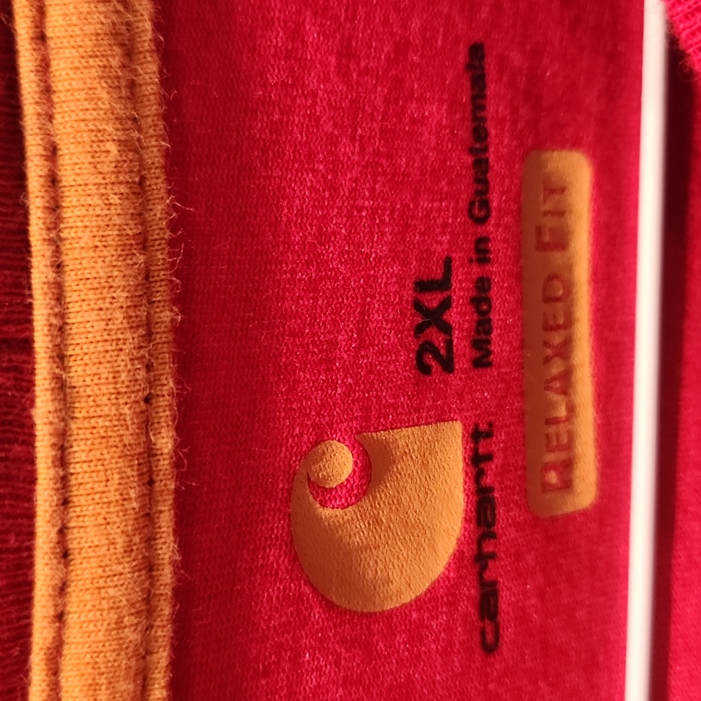Carhartt Relaxed Fit Men's Sz 2XL Bold Red Long Sleeve T-shirt - Picture 4 of 8